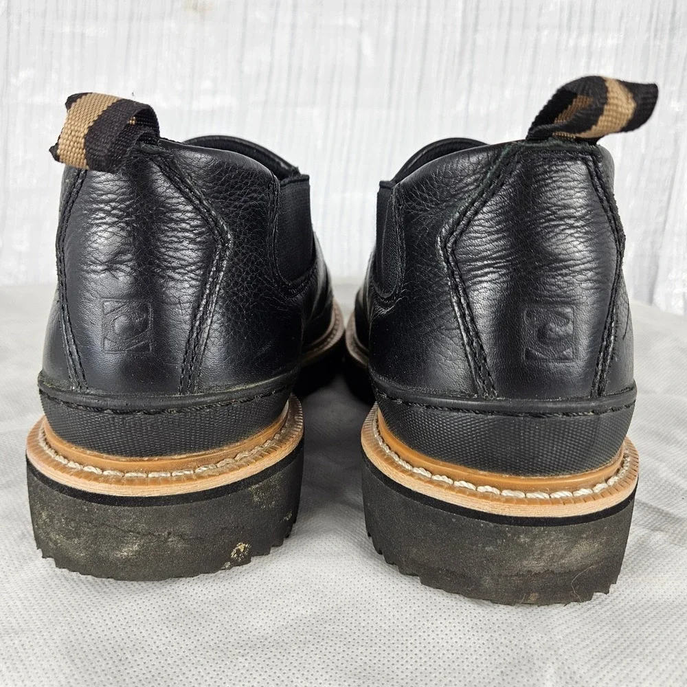 Chinook Workhorse Romeo Mens 8 Wide Slip-On Boots Black Leather Ultra Grip Shoes
